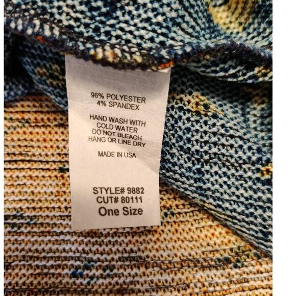 Vintage Havana Fringed Poncho Cape V-Neck Boho One Size Orange Blue - Picture 9 of 11